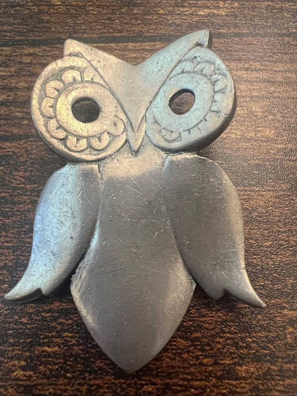 Reed & Barton pewter  Owl Pendant- Silver Tone